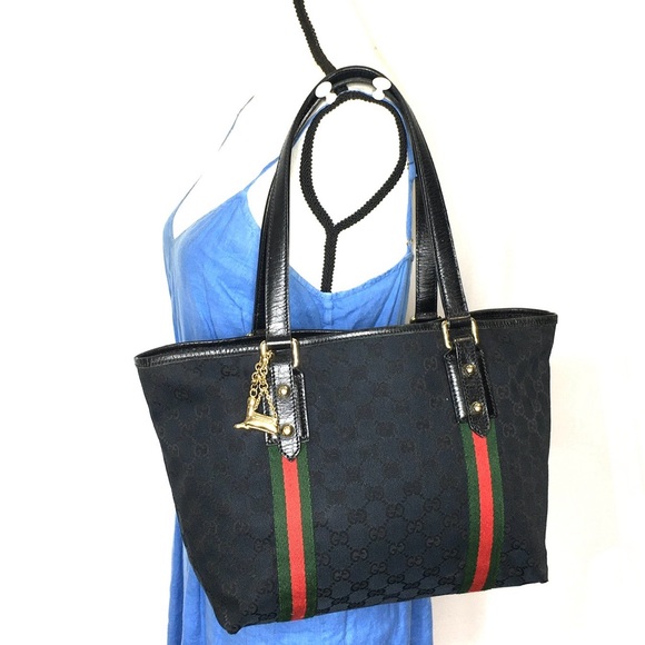 Authentic Gucci Sherry Line tote black monogram canvas - Picture 1 of 15